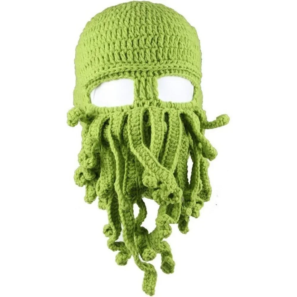 Men Green Bearded Beanie Octopus Pirate Vagabond Hat